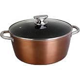 WECOOK Professional High Induction Casserole Dish with Glass Lid 24 cm, Non-Stick PFOA Free, Forged Aluminum, Copper Colour,