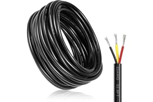 INSHAREPLUS 10M/32.8ft 12V Low Voltage Wire, 22 Gauge Conductor Extension Cable, Outdoor Landscape Lighting Cable, 22AWG 3 * 0.3mm² Electrical Cord Tinned Copper Hookup Wire Kit, 3 Core with Black Reel Package