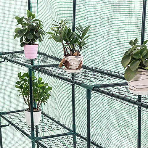 D4P Display4top Serre de Jardin PE Plastique Tente abri 143 x 216 x 195 cm,avec 8 étagères