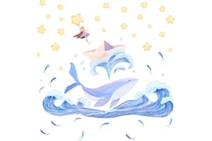 OLYCRAFT Naklejki ścienne z wielorybem 114 x 38 cm PCW naklejki ścienne mieszane kolory naklejki ścienne do dekoracji salonu, biura, akademika, kawiarni lub sklepu