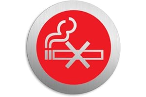 OFFORM DESIGN Targhetta per Porta - Vietato fumare Targa Ø 75 mm Alluminio spazzolato auto-adhesiva