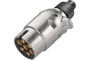 CXTM Set di connettori per rimorchio in metallo, a 7 poli, con accessori di montaggio, 12 V, impermeabile, 7 poli, alloggiamento in alluminio a norma ISO 1724, per rimorchi, roulotte, camper