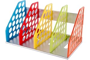 IPENNY Serre-Livres Metal Quatre Serre-Livres en Grille Classeur Pliable Plaquette Serre-Livres en PP Étagères deCouleur Bricolage Adaptées aux Salles d'Etude et aux Chambres d'Enfants 38 X27 X21cm