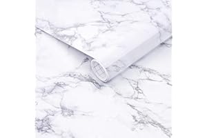 ARTHOME WALL DECOR Arthome Weiß Klebefolie Marmor Folie 44cmx3m Abziehen und Aufkleben Tapete Selbstklebende Vinyl Dekorative Folie für Möbel Schreibtisch, Küche Arbeitsplatte, Regal Liner Cover Oberflächen