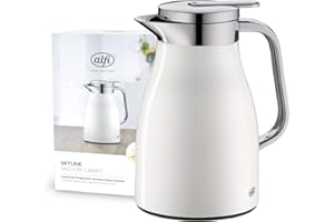 alfi SKYLINE 0,65l, coconut white, caraffa termica con igienico inserto in vetro, chiusura a vite con pulsante, presa ergonomica, con una sola mano, ottima come caraffa da caffè e da tè, senza BPA