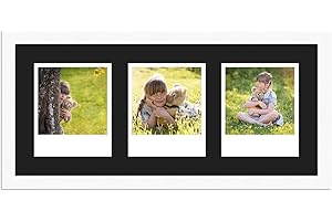 WANDStyle Rahmen für Polaroid-Bilder Serie H950 weiß gemasert Normalglas inkl. Passepartout schwarz für 3 Polaroids