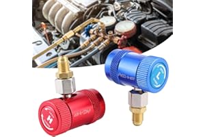 Tissting Adaptateur R1234yf, Raccord Rapide en Laiton Haute et Basse Pression pour Climatisation Voiture, Connecteur Rapide pour Jauges de Pression et Charge des Climatiseurs