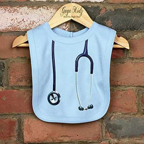 Stethoscope Pop-Over Baby Bibs - Blue, Pink, Yellow and White Bibs