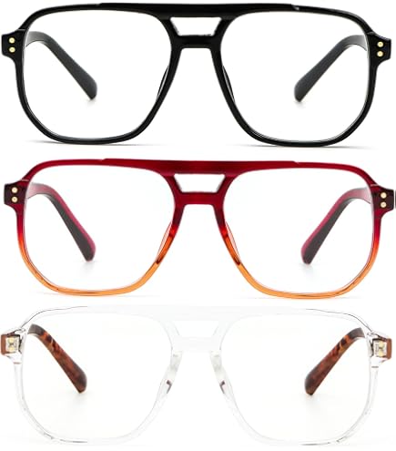 KoKoBin Occhiali Da Lettura Vintage Aviator In Metallo – Anti-luce Blu, Montatura 130mm, Lenti 50mm, Con Panno E Custodia In Pelle