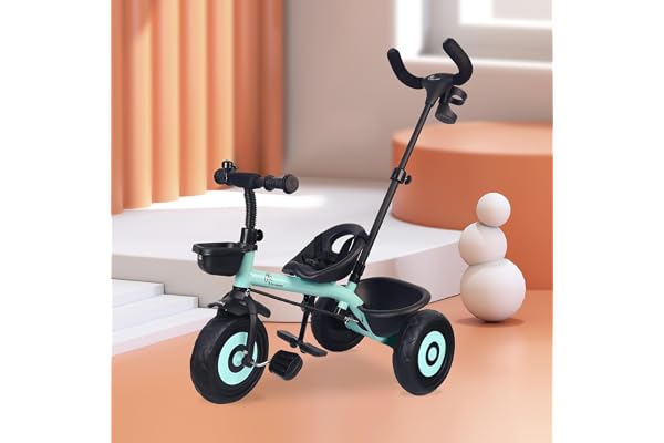 R for Rabbit Tiny Toes T20 Ace Tricycle for Kids with Adjustable Parental Control, Premium EVA Wheels, Seat Belt & Storage Basket Baby Trike Cycle for 1.5 to 5 Year, Upto 25 Kg Boy/Girl (Lake Blue)