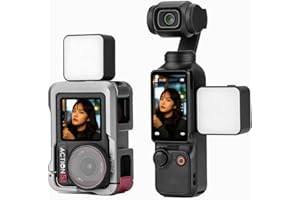 Flymile Pocket 3 Magnetic Fill Light Accessories, 6500K Adjustable Video Light with Quick Release Cold Shoe Base, Compatible with DJI Osmo Action 5 Pro/4/3 Camera Cage Mount, Black