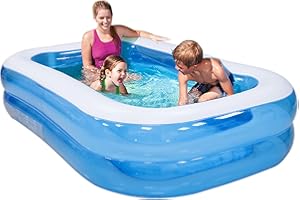 HYLQUP Aufblasbarer Pool Aufblasbares Schwimmbecken Aufblasbares Pool Garten Planschbecken Quadratisches Aufblasbares Pool Family Pool Swimming Rectangular für Garten Outdoor Wasserparty Blau 181*141*46cm
