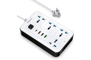 Robustt 4‑Outlet Extension Board with 3 USB & 1 Fast Charging Type-C Port | 1.7 m Cable | Wall Mountable Extension Board | 25