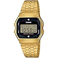 Casio Unisex Watch - A159WGED-1DF Black Dial, Gold Band