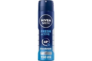 NIVEA MEN Fresh Active, Antibacterial Deodorant Spray for Men, 48H Active Protection, with Infini Fresh Formula, Long-Lasting Freshness, 150ml