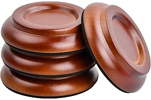 CHSTARINA 4 Pezzi Poggiapiedi per Pianoforte, Sottopiedi Per Pianoforte Verticale con Feltro Antiscivolo, Piedini Pianoforte in Legno, Marrone Piattini Ruote Pianoforte, Sottopiedi Per Pianoforte Protezione