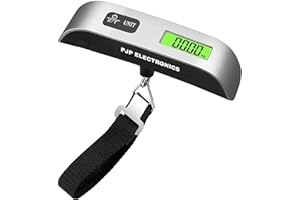 Pjp Electronics Travel Luggage Scale, Digital Luggage Weighing Scales for Suitcase with Temperature Reading 50 Kg Capacity (Silver)