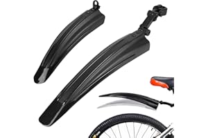 Kugooyi Bike Mudguard Set, Bicycle Fenders Front & Rear Mud Guard Portable Universal Adjustable Full Cover Thicken Widen Tires Mudflap for 20",22",24",26" MTB Mountain Road Cycling (Black)