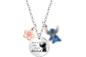 HEYEJET Stitch Gifts for Girl Stitch Necklace Jewellery for Teenager Girls Stitch Lover Gifts Just A Girl Who Loves Stitchs Jewellery Accessories (Just a girl), Chain 60+5 cm