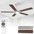 Ventilatore A Soffitto Con Luce LED E Telecomando 106cm - Moderno Silenzioso 6 Velocità Timer Reversibile Per Soggiorno E Camera Da Letto - Grigio - 4