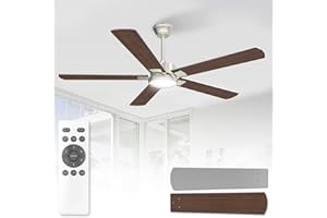 Orthland Silencioso 132cm Ventilador de Techo con Luz, 5 Aspas Grande Ventilador Techo con Mando a Distancia y Reversibles Motor DC, LED Lampara Ventilador Techo para Dormitorio, Salon, 6 Velocidades