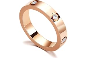 RIXERKOC Anillo de Amor para Mujeres Circonita de Acero Inoxidable Anillo de Promesa Alianza de Boda Joyería Día de San Valentín Regalos de Cumpleaños para Mujeres Niñas