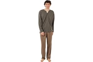 TRAMAS+ Pijama Botones de Hombre con Manga Larga y Pantalón Largo, Primavera y Otoño, Conjunto de Ropa para Dormir