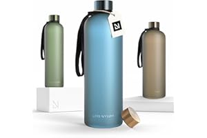 LARS NYSØM Botella de Agua 1,5l | Botella Agua | Cantimplora Deportiva Tritan Ultraligera a Prueba de Fugas, Apta para el Ácido Carbónico | 2 Tapas Incluidas (Calypso Blue, XL 1500ml)