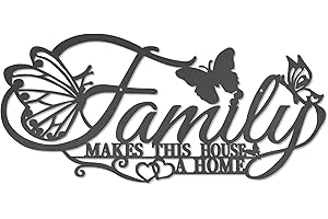 KHAYROVIES Decorazione da Parete in Metallo Nero, Family Sign Wall Decor in metallo nero,Ate della Parete per la Camera da Letto del Soggiorno (B)