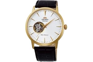 Orient Unisex analogowy zegarek automatyczny dla dorosłych ze skórzanym paskiem FAG02003W0, złoto, bransoletka
