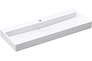 doporro Mineralguss-Waschbecken Colossum19 Aufsatzwaschbecken Hängewaschbecken mit Armaturenloch Waschtisch inkl. Ablaufgarnitur