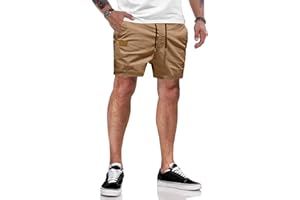 JMIERR Kurze Hosen Herren Chino Shorts Herren Baumwolle Herrenshorts Elastische Taille mit Taschen S-2XL