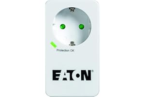 Eaton Multi Enchufe/Pararrayos - Eaton Protection Box 1 DIN - PB1D - 1 Enchufe Schuko - Negro y Blanco