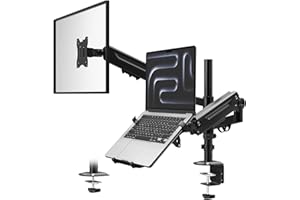 PUTORSEN Brazo para Monitor y portátil, 2 en 1,Ajustable Soporte para portátil para Pantalla de 17 a 35 Pulgadas y Computadora Portátil de hasta 18 Pulgadas,2 Tipos de Instalación