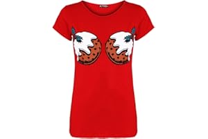 Fashion Star Womens HO HO HO Hat Snowflake T-Shirt Xmas Top