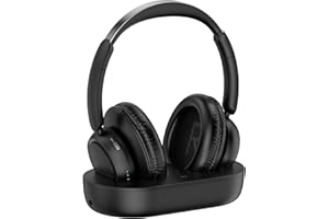 LETSACTIV Funkkopfhörer für Fernseher, kabellose TV-Kopfhörer mit TV-Sender-Ladestation für Senioren, Hörgeschädigte, Keine Audioverzögerung, Blutooth-Kopfhörer, Plug-and-Play, Schwarz