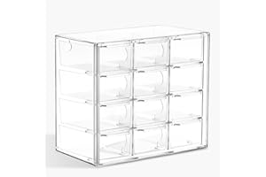 HOMURY Caja de Almacenamiento para Manualidades con 12 cajones: Caja de clasificación, Organizador de cajones de Escritorio, Caja de cajones extraíble, cajones Transparentes para Piezas pequeñas, Rev