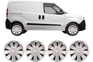 DARFOX 15 inch Wheel Trims Set of 4 – Fits Peugeot Partner Mk2 (2009–2018), Citroen Berlingo Mk2 (2008–2017) – Hubcaps – Silver/Black Covers for 15" Standard Steel Wheels (nfs)