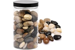 WOHOHOHO Polished Pebbles River Rocks Natural Mixed Aquarium Fish Tank Gravel 1-1.5 Inches Garden Decorative Ornamental Stones for Outdoor or Indoor Decor, Vase Fillers, Fish Tank, Landscaping Pebbles 2.2lb