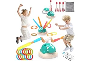 KaeKid Indoor Outdoor Toy for Kids Ages 3+, 3 in 1 Dinosaur Toys/Musical Jump/Ring Toss Game with Remote Control and Music, Birthday Gifts for 3-8 Year Old Boys Girls