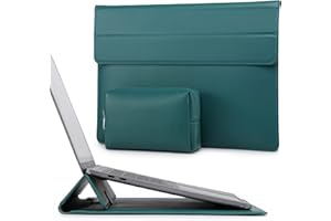 HYZUO Etui na laptopa 13,3-14", skóra jagnięca, etui na laptopa z funkcją stojaka, CompMacBook Pro 14 M2/M1 A2779 A2442 z 2023-2021, Surface Laptop 5 13,5, HP Spectre x360 13/Envy 13, ciemnozielone