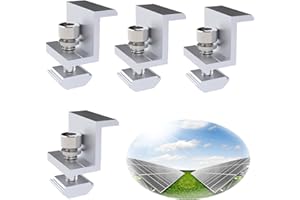 Viilich 4pcs Soporte de montaje de panel solar, abrazaderas de extremo solar, abrazaderas de soporte de montaje de panel solar ajustables, accesorios de sistema solar de soporte fotovoltaico(35 mm)