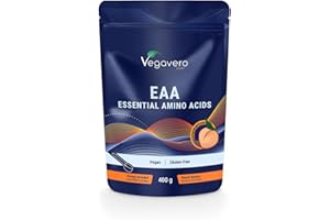 EAA Aminoacidi Essenziali in Polvere | 400 g | 9 EAA e BCAA 2:1:1 | Vegano e Senza Zuccheri | Intra Pre Post Workout | Gusto Pesca | Vegavero®