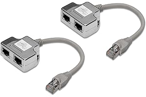 DIGITUS DN-93904 - Adaptateur de câble réseau Ca 5e - 2 pièces / 1 Paire - 2 signaux sur 1 câble - Cat5e LAN Splitter - Adaptateur Ethernet RJ45 - Compatible avec PoE Mode A - Argenté