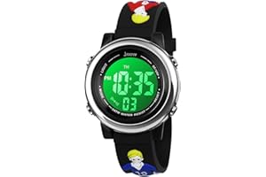 Bigmeda Montre Enfant Numérique Sport 30M Etanche Multifonction Électronique Montres 7 Couleur LED Rétro Eclairage pour 3 Ans à 12 Ans Enfants Fille Garçon