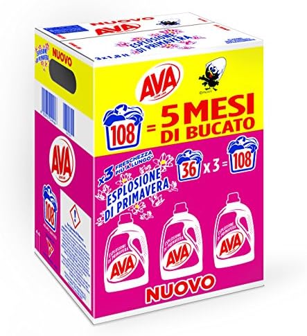 Ava Washing Machine Liquid Detergent, Spring Explosion, 108 Washes – Pack of 3