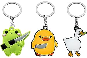SLEEKEE 3 sztuki PVC Cartoon Animal Breloczek do kluczy z nożem, zabawny breloczek do kluczy, słodki dodatek do torebki, akcesoria do kluczy dla dzieci, biały, Einheitsgröße, Nowoczesny