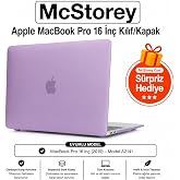 McStorey MacBook Pro 16 Touch Bar Uyumlu Sert Kapak Hardcase Mat Y&uuml;zey İnce Hafif Darbe &Ccedil;izilme Koruma A2141 Lila