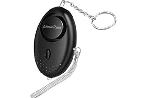 SUMWITUM Personal Alarms For Women,Reusable Police Approved 150DB Super-Loud! ,Personal Alarms with LED Light, Small Personal Security Alarm Torch Keychain for Women, Girls, Children and Elderly (Black)