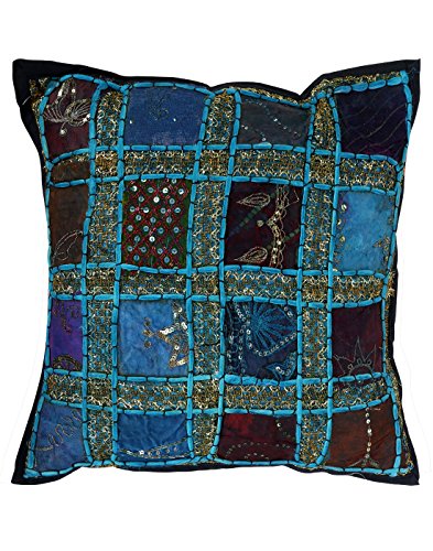 Sofa Patchwork Baumwolle Pillow cover Dekorativ Bunt Couch pailletten pillow case Vintage 40×40 Kissenbezüge Set 5 Elegant Kissenhülle By Rajrang - 4